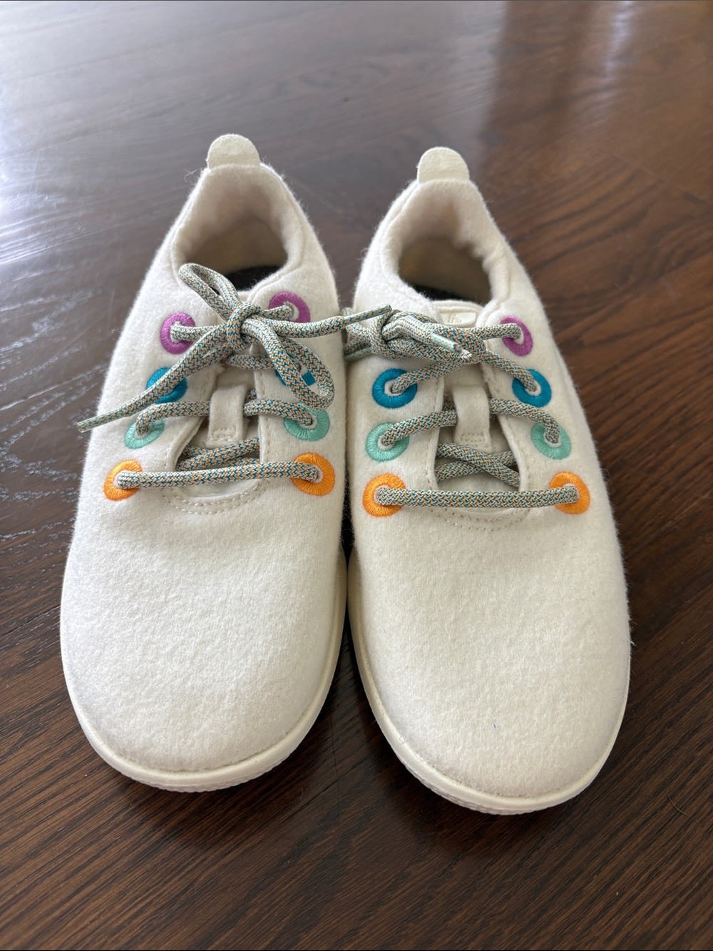 allbirds Kids Cream Wool Runner Sneakers with Multicolor Eyelets